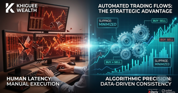 Khiguee Wealth automated trading flows versus manual execution for synthetic indices