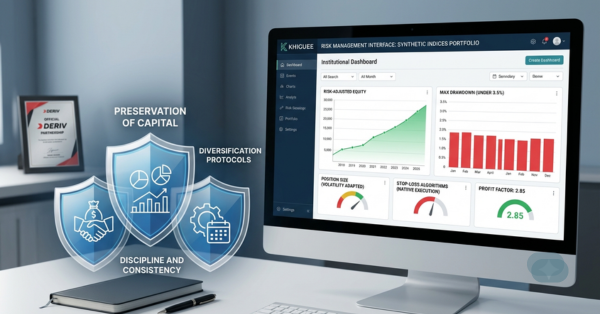 Khiguee Wealth institutional risk management interface for synthetic indices portfolio.